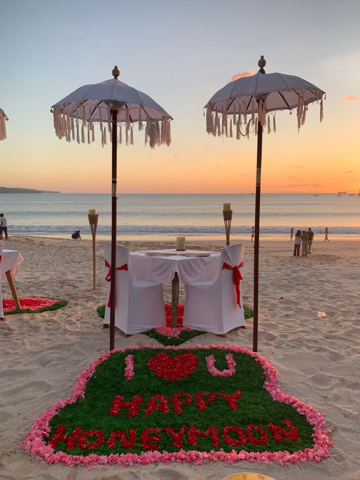 Bali Sea Beach House by Maharaja (Special Decor - I Love You + Happy Honeymoon) at Jimbaran — Romantic Indian Candle Light Dinner